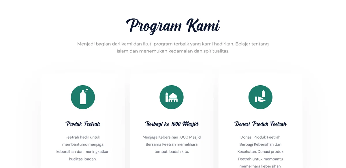 Tiga program Feetrah yang ditampilkan berdampingan
