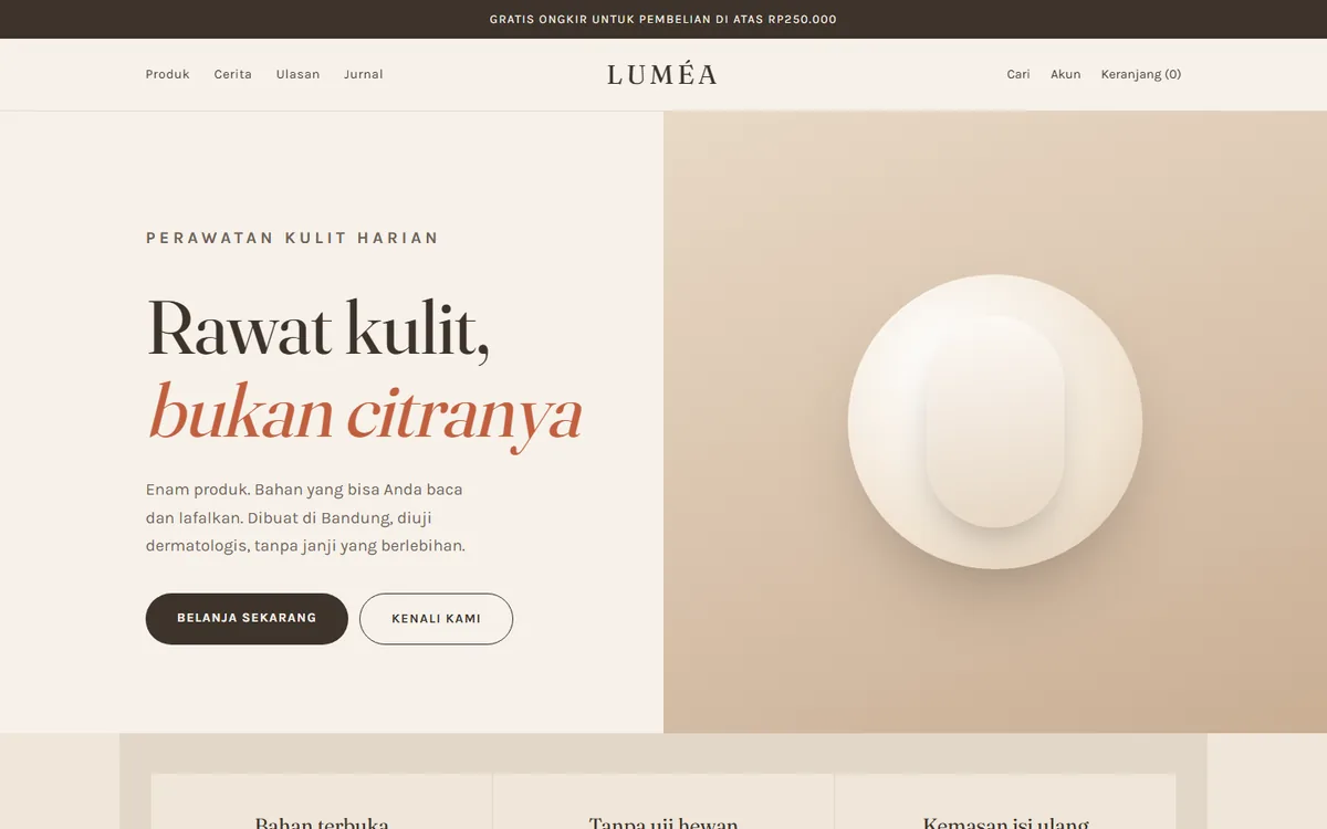 Pratinjau demo Halaman Brand — Luméa