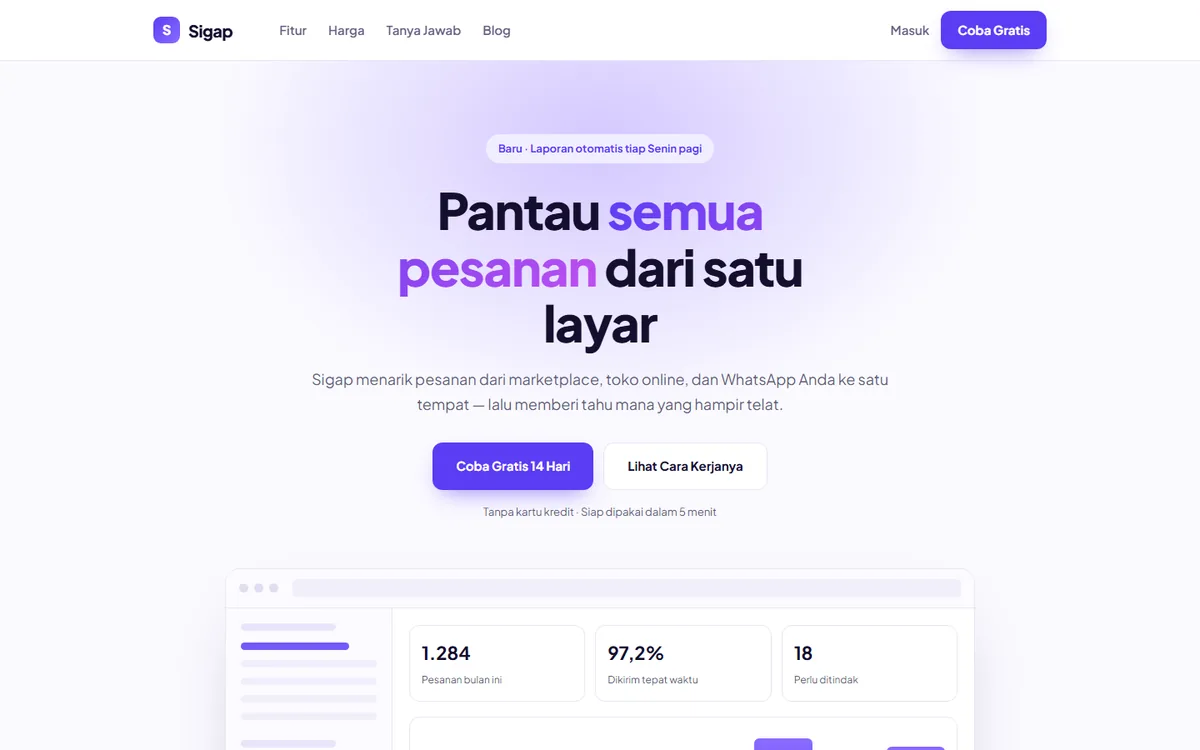Pratinjau demo Landing Page — Sigap
