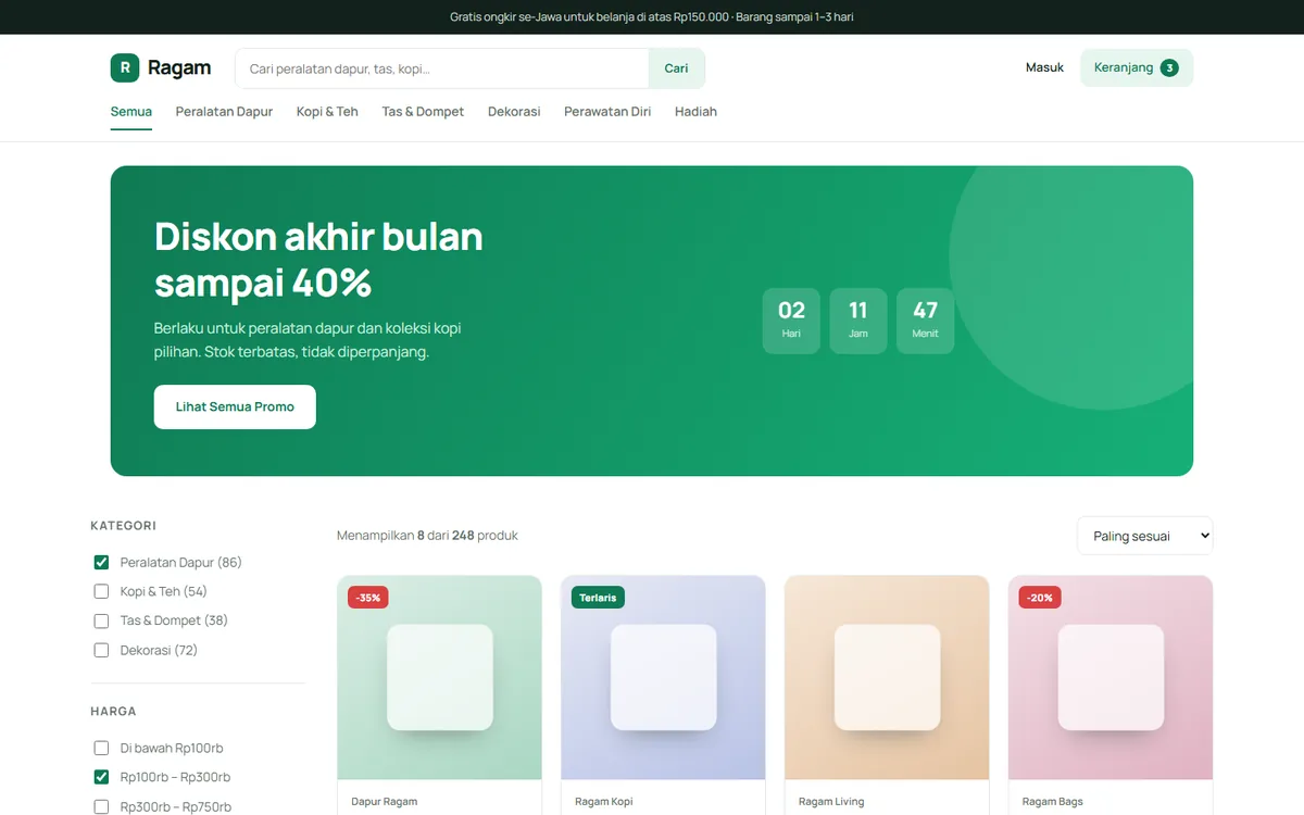 Pratinjau demo Toko Online — Ragam